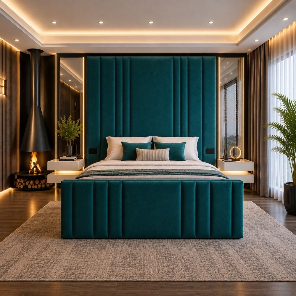 63 Imperial High Headboard Bed With Side Mirror - Image 1